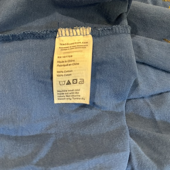 Tea Collection flutter sleeve blue dress with gold foil stars patterns, size 10 - Picture 6 of 9